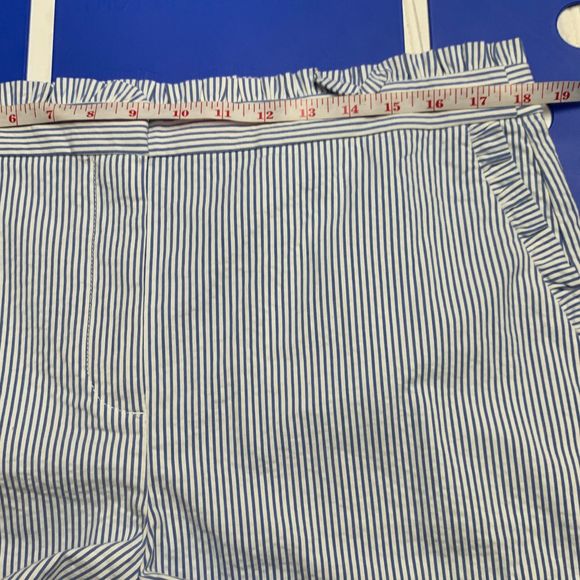 J. Crew Blue Seersucker Ruffle High Waisted Shorts - Picture 10 of 13